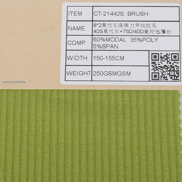 Modal Polyester Span 6*2 Rib Brush Fabric