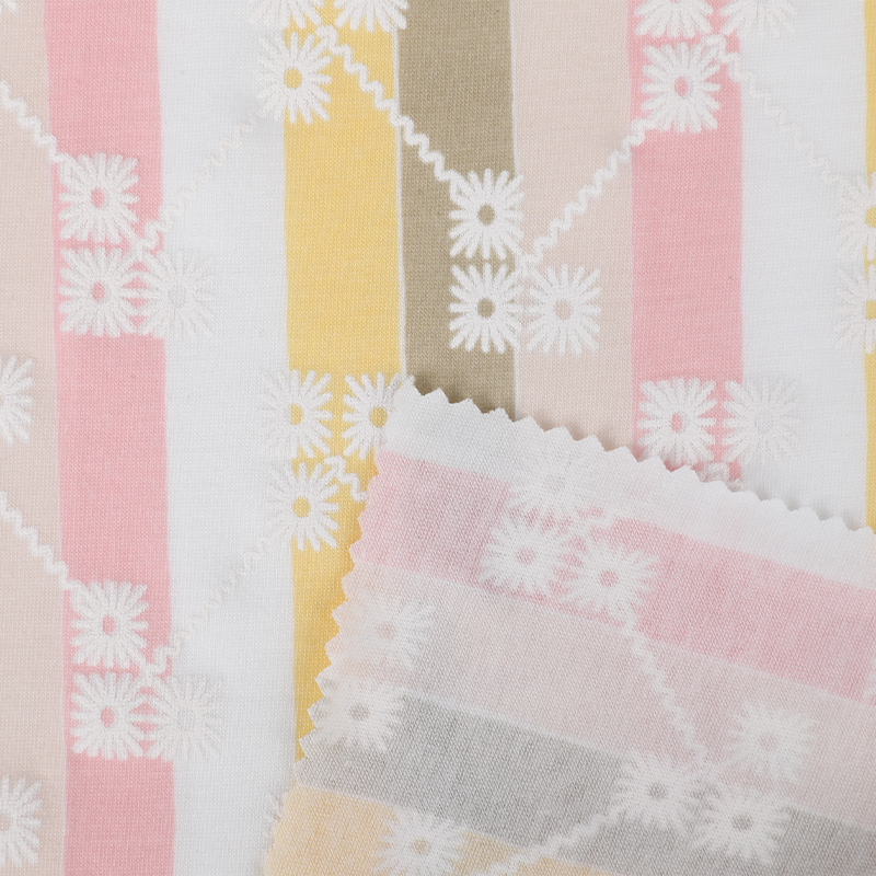 Polyester Spun Span Jersey Puff Printed Fabric
