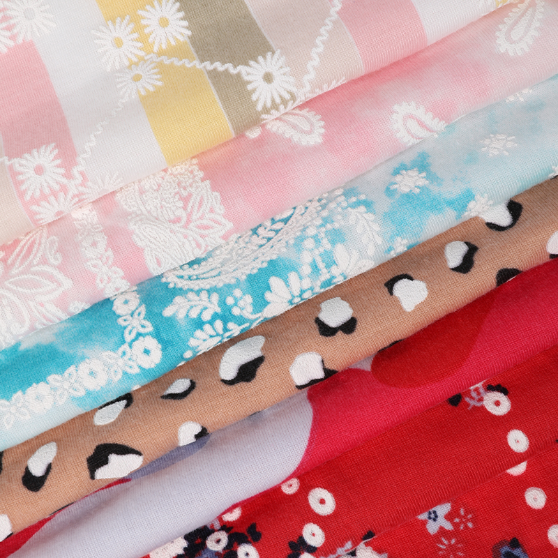 Polyester Spun Span Jersey Puff Printed Fabric