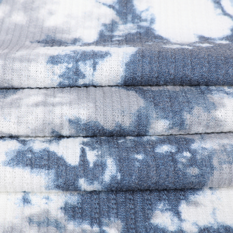 Polyester Rayon Span Rib Print Fabric