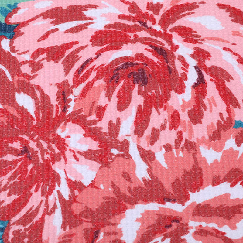 Polyester Spandex Waffle Digital Print Recycle Fabric