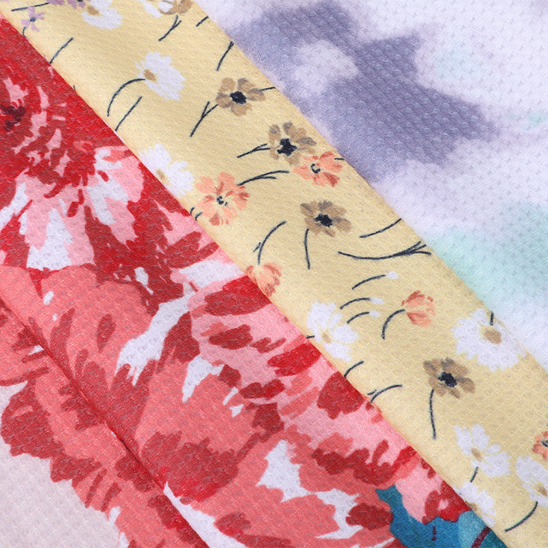 Polyester Spandex Waffle Digital Print Recycle Fabric