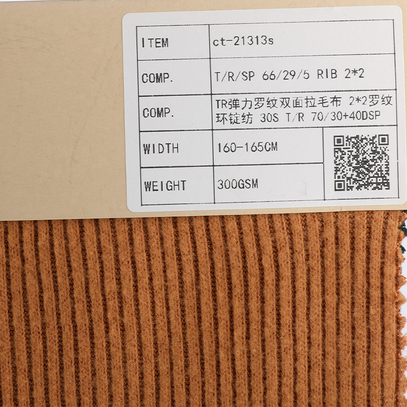 Polyester Rayon Span 2*2 Rib Double Sides Fleece Fabric