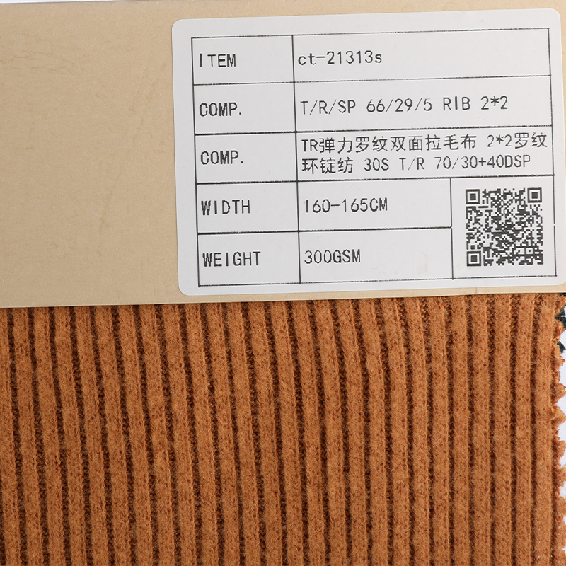 Polyester Rayon Span 2*2 Rib Double Fleece Fabric