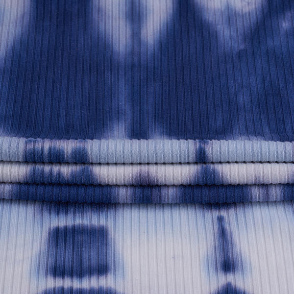 Polyester Spandex Rib Brush Tie Dyed Fabric