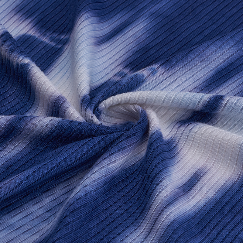 Polyester Spandex Rib Brush Tie Dyed Fabric