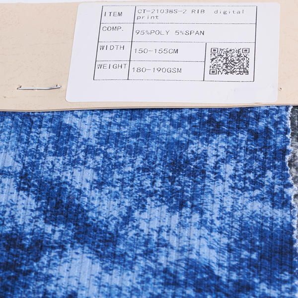 Polyester Spandex Rib Digital Print Recycle Fabric