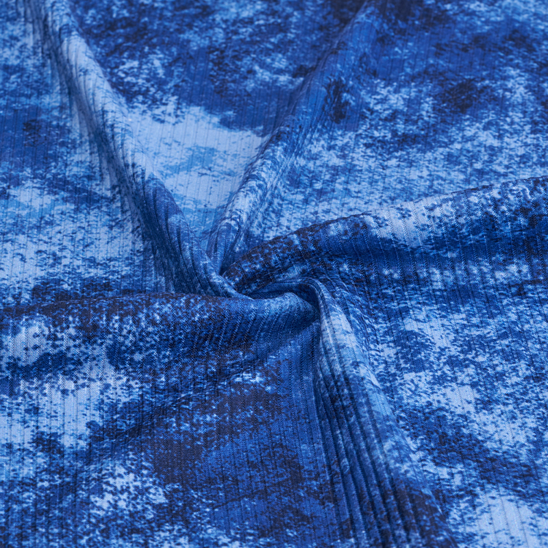 Polyester Spandex Rib Digital Print Recycle Fabric