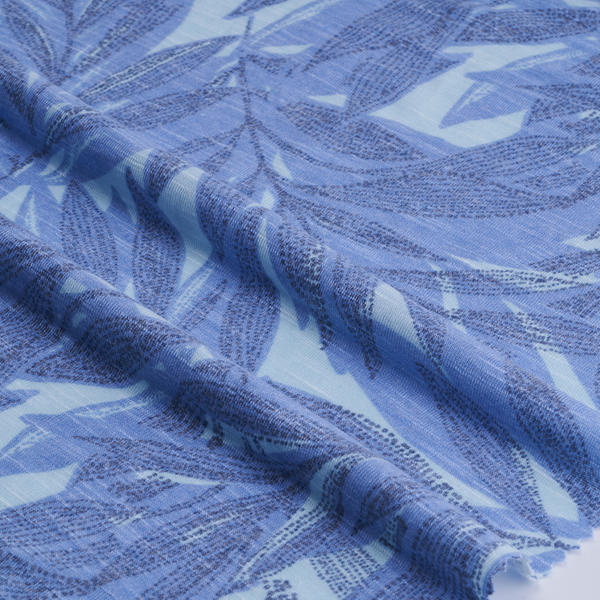 Rayon Polyester Slub Single Jersey Tropical Print Fabric