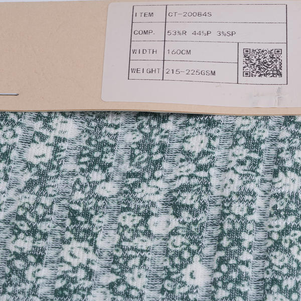 Rayon Polyester Span Rib Print Fabric